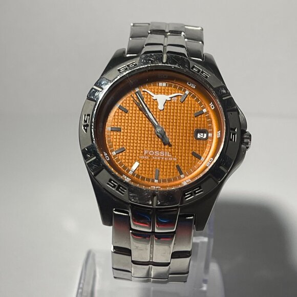Texas Longhorns NCAA Stainless-Steel Men's Watch by Fossil NEW (RARE) - Picture 1 of 9